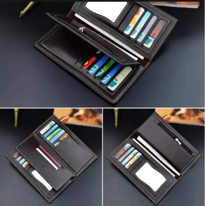 PU Leather Business Men's Wallets Solid PU Leather