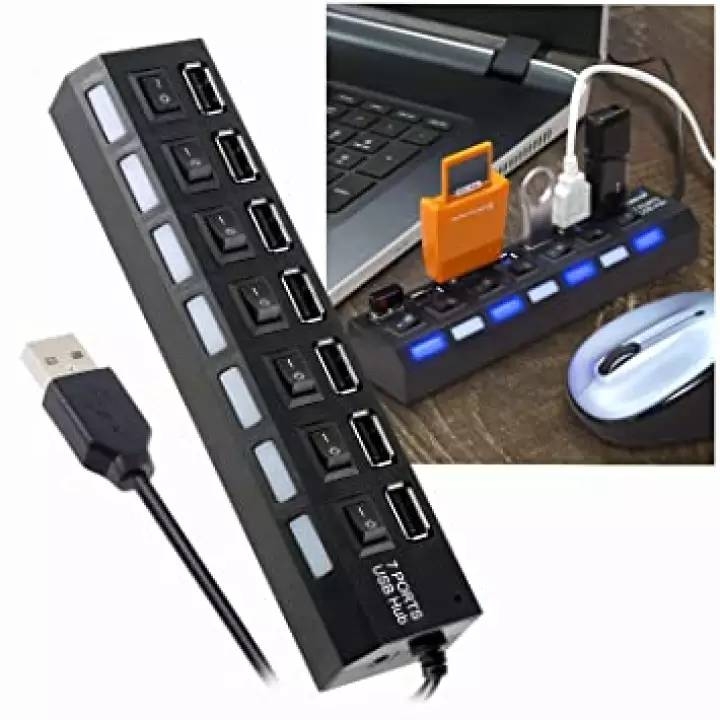 HI SPEED USB Hub 7 Port 2.0 With Button Support