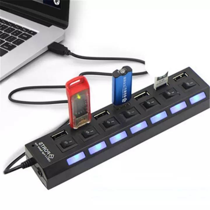 HI SPEED USB Hub 7 Port 2.0 With Button Support