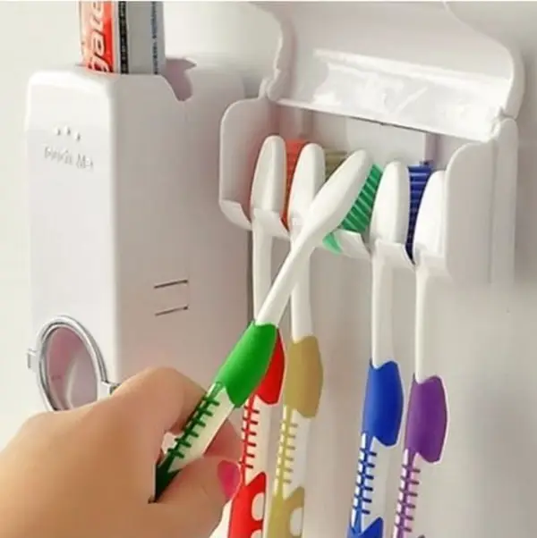 Set of Toothpaste Dispenser & Toothbrush Holder
