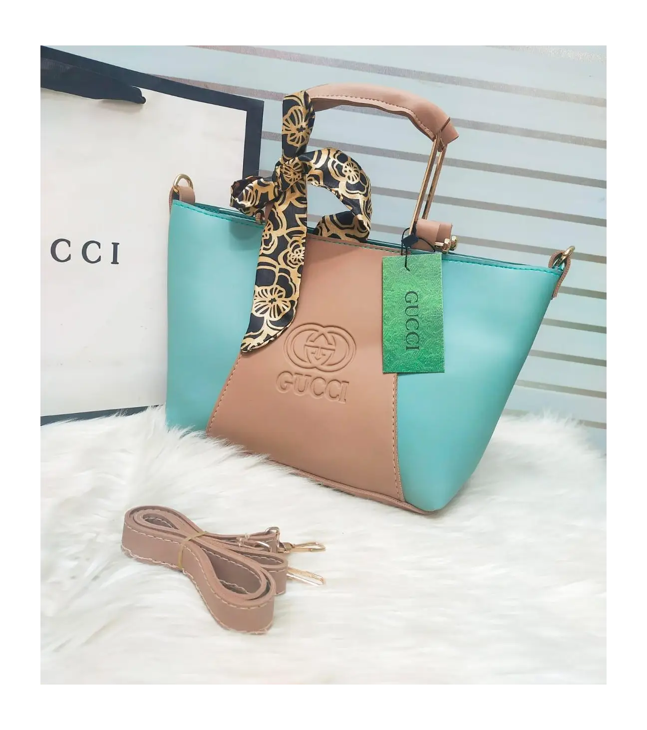 High Quality Gucci Handbag With Random Scarf And Long Belt