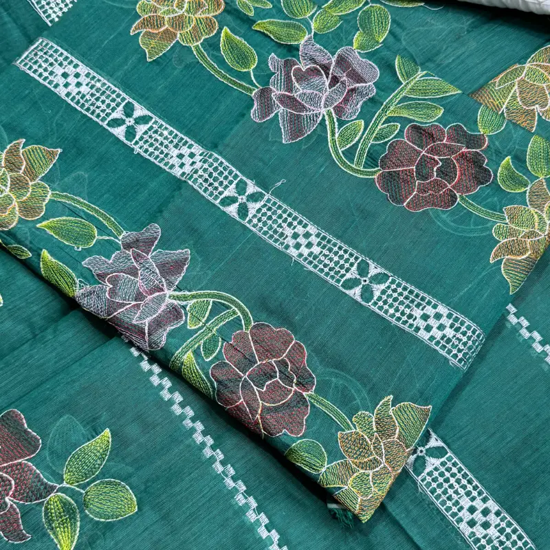 Beautiful Kacha Style 3Pc Embroidered Pepper Cotton Suit  Summer Collection