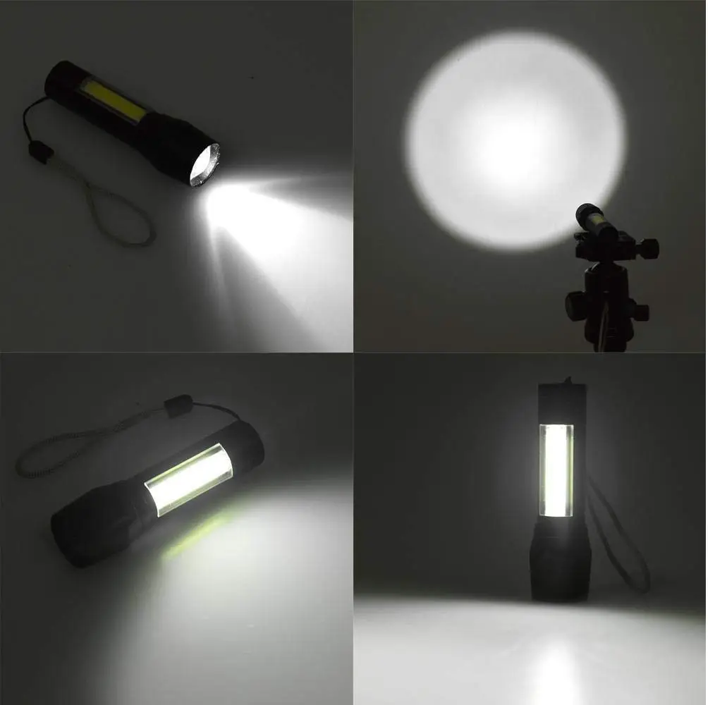 Portable Mini Led Flashlight Zoom Torch Built In Battery USB Rechargeable
