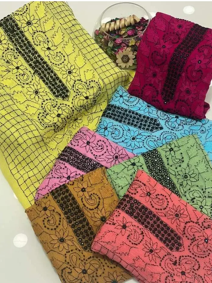 Handmade Embroidered Krinkel Chiffon 2Pc Suits