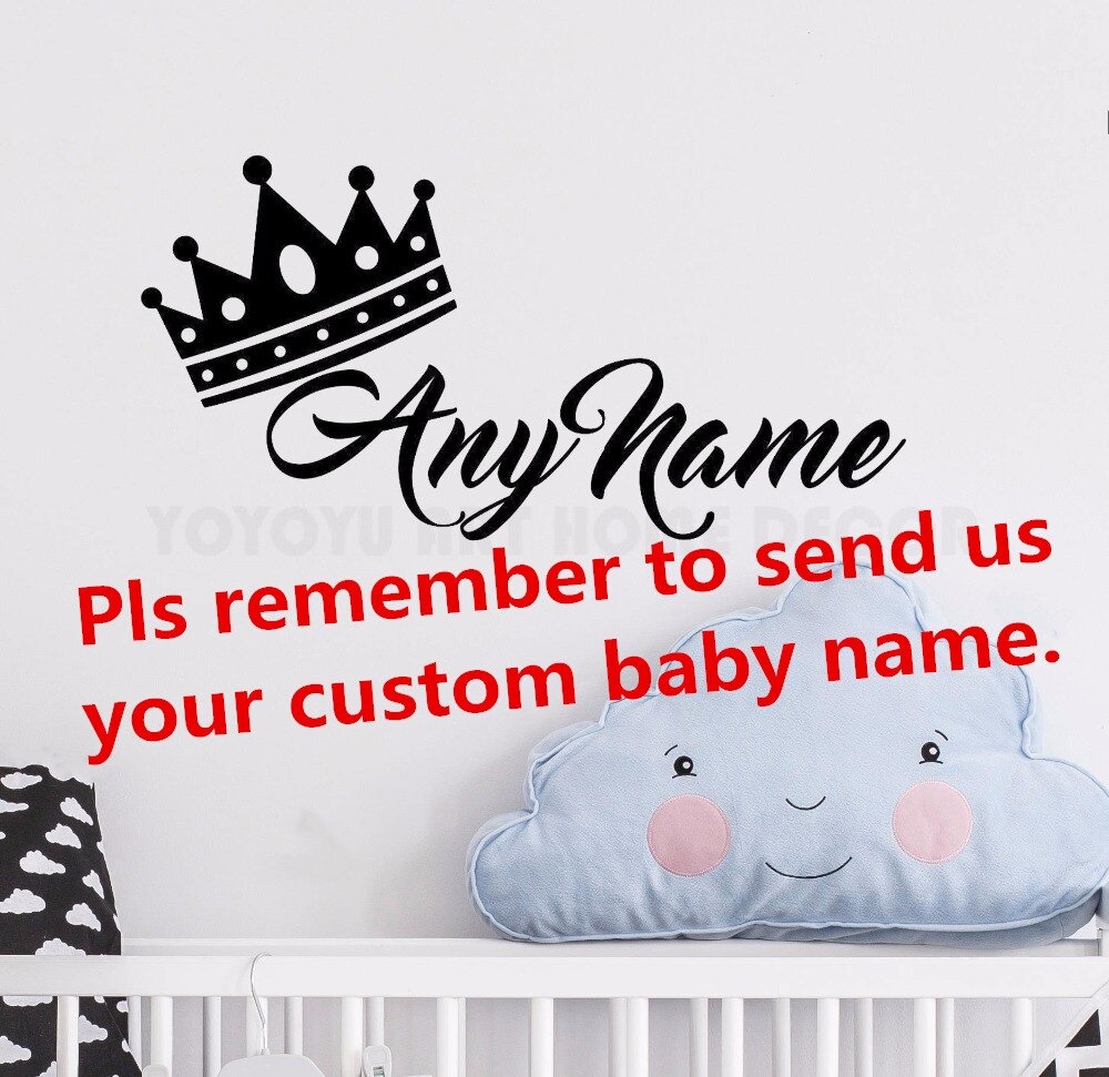 Personalized Name Princess Crown Wall Sticker Customade Prince Name Bedroom
