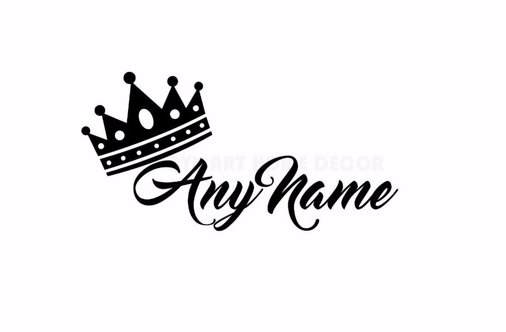 Personalized Name Princess Crown Wall Sticker Customade Prince Name Bedroom