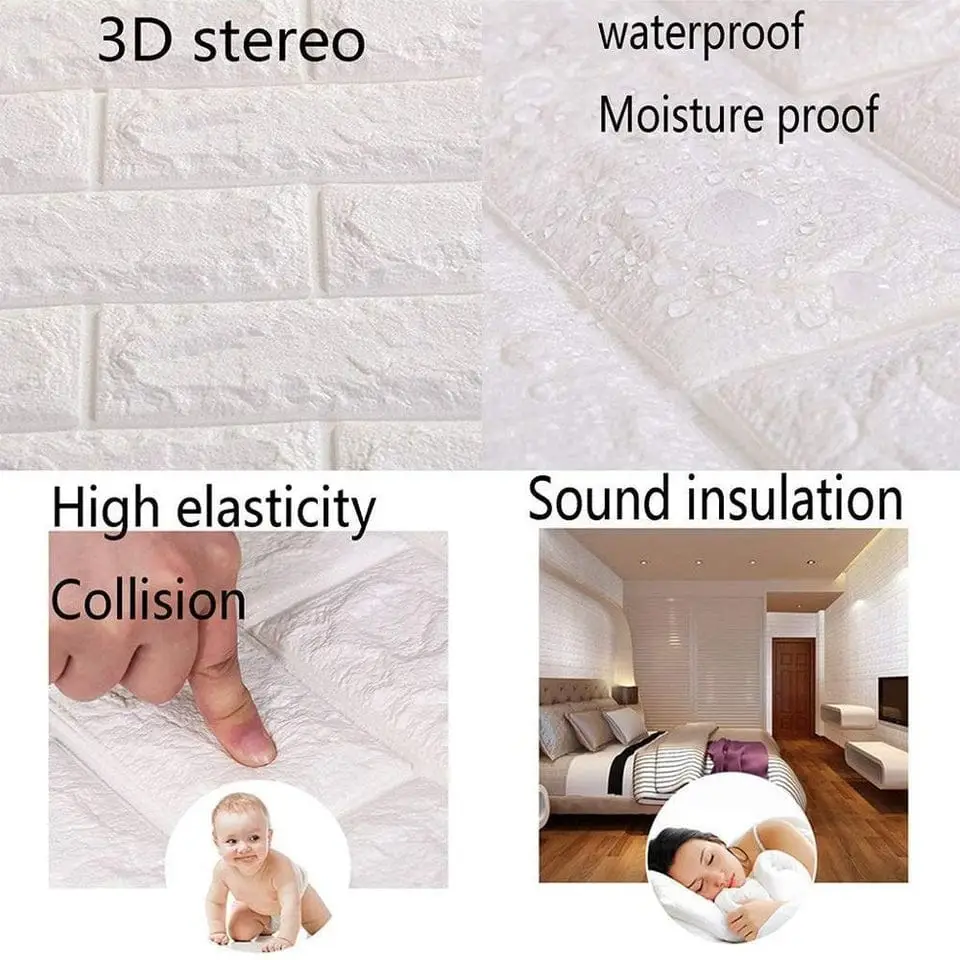 3D Brick Wall Sticker  Self-Adhesive Foam Wallpaper for Home & Office Decor