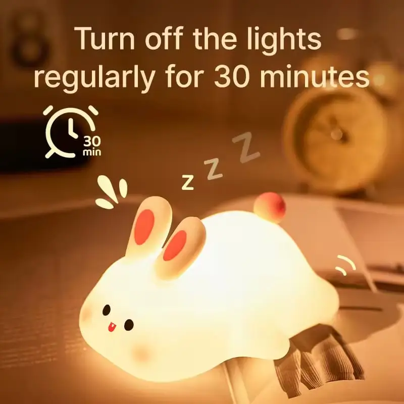 Big Face Rabbit Night Light Cute Silicone Rabbit Cartoon Soft Lamp Touch Night Light Children