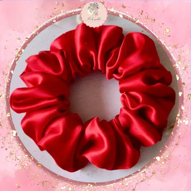 Handmade Satin Silk Scrunchie-Fashion Accessory for Girls-Ruby Red