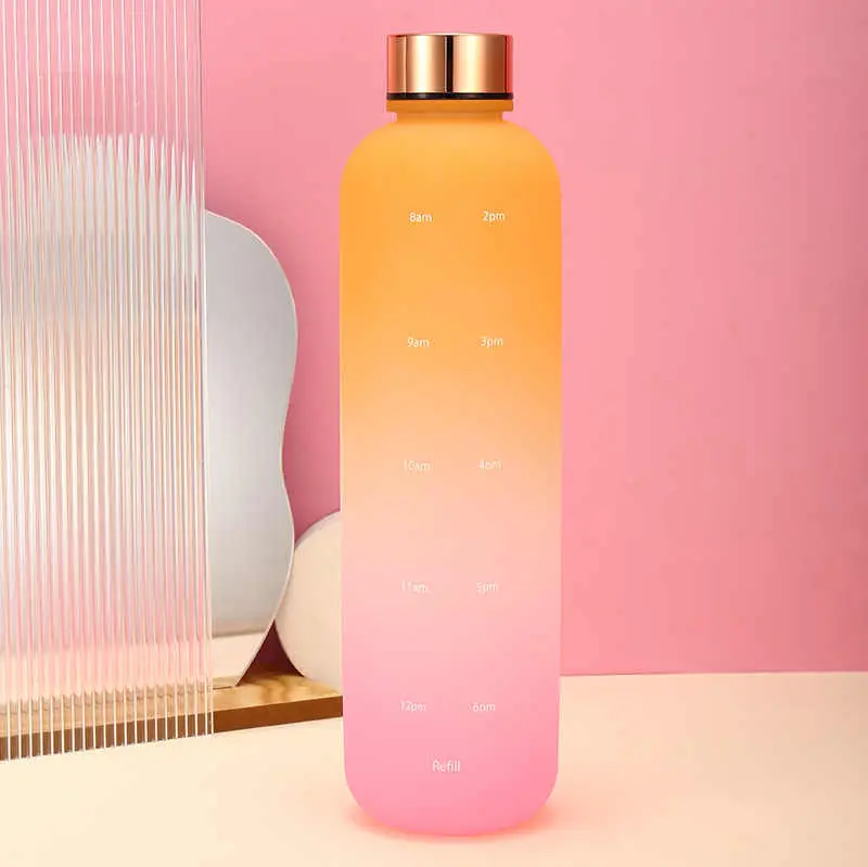 1Piece Healthy Acrylic Rainbow Sports Water Bottle Reusable for School, Gym, Office, Workout
