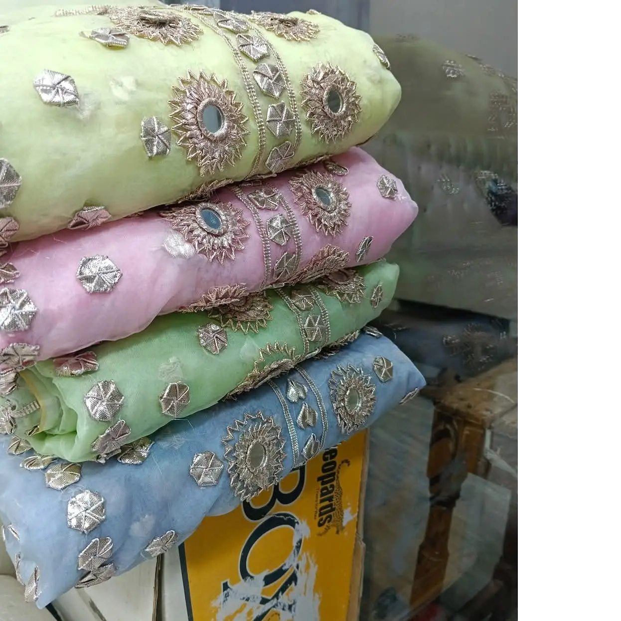 Rose Gold Gotta & Mirror Work 2PC  Pure Organza Luxury Edition