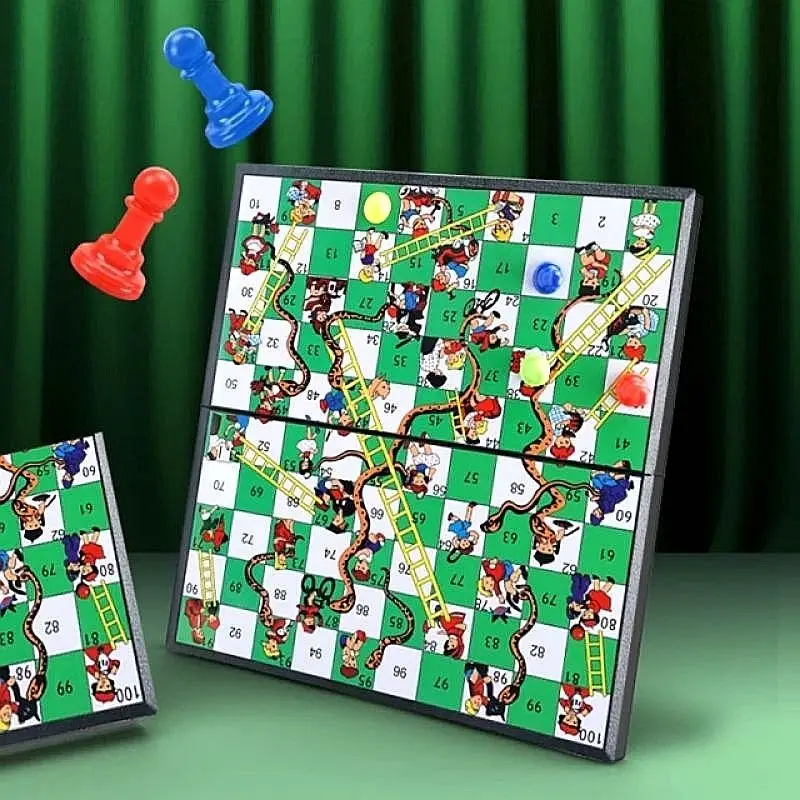 Foldable Mini Snake And Ladder Plastic Light Weight Board Game