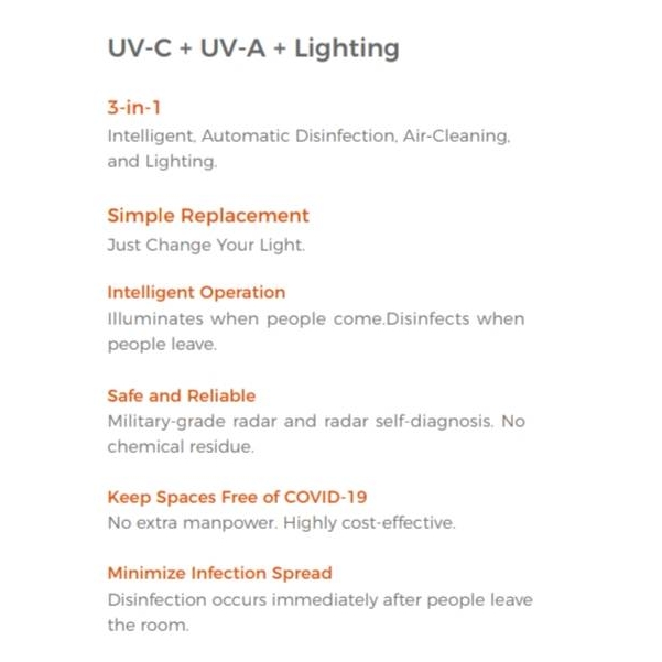 A60 LED LIGHT (for Disinfection From COVID-19)
