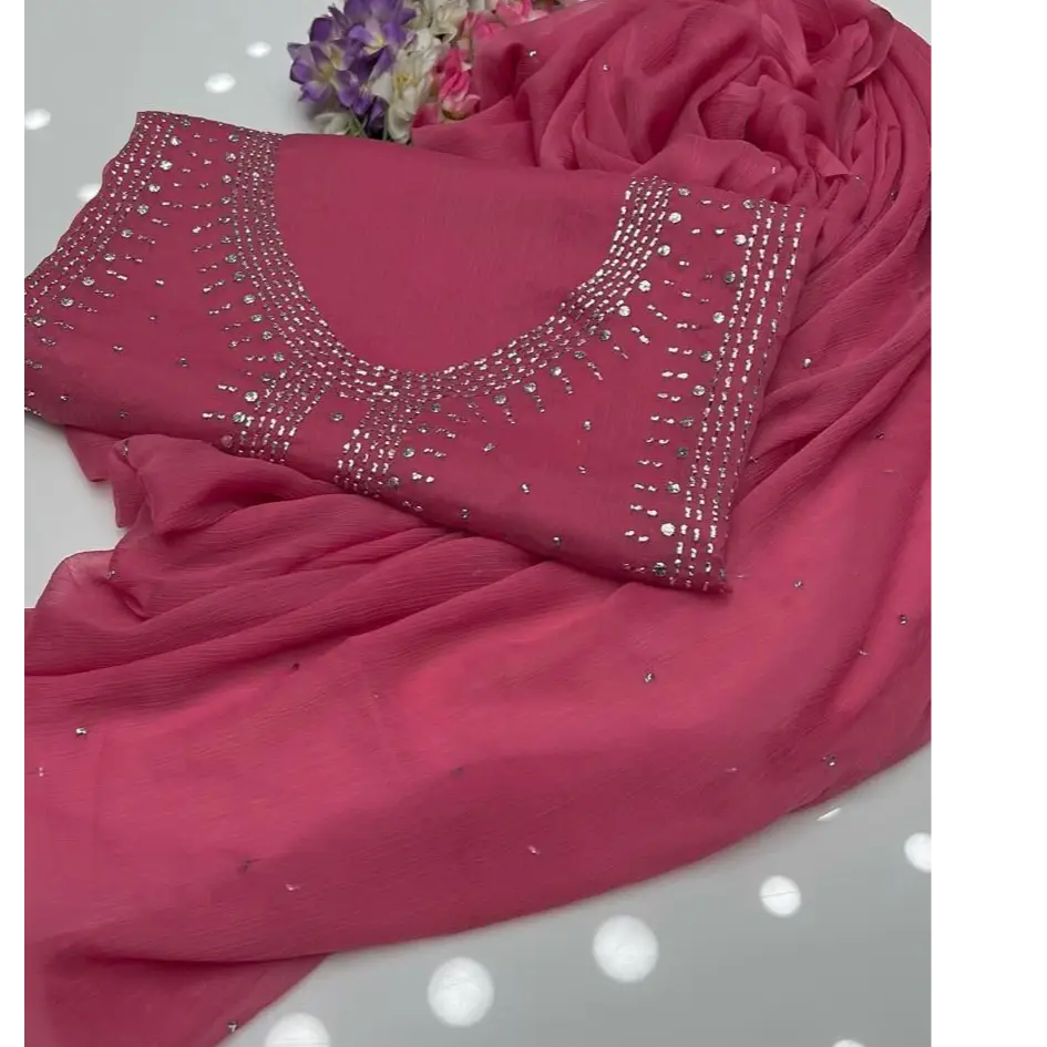 Chiffon Mukash Work Dress (2PC)