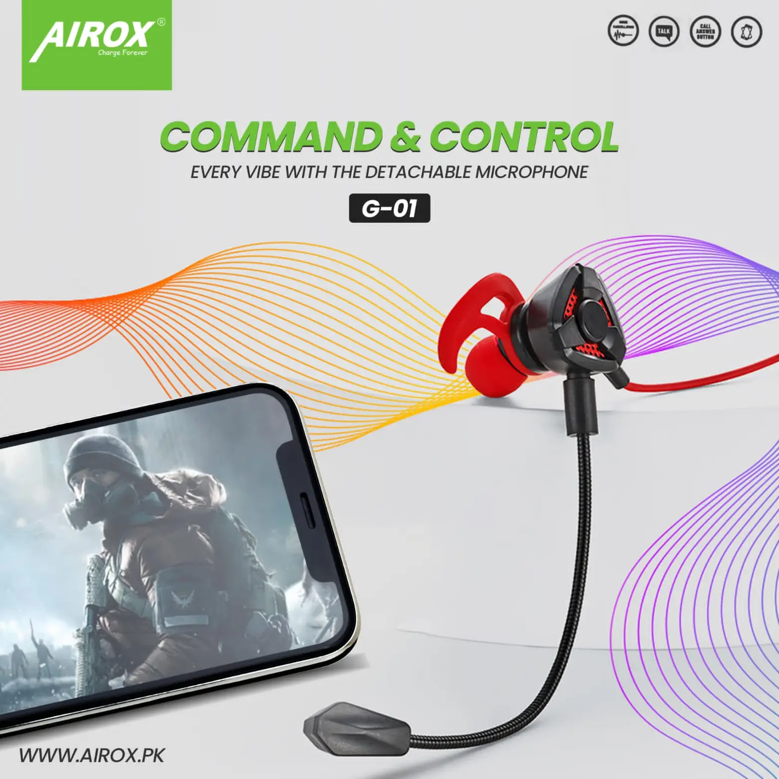 Airox G1 Gaming Earphones Extra Bass Stereo Sound