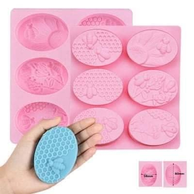SILICONE HONEY BEE OVAL SHAPE SOAP MOLD.