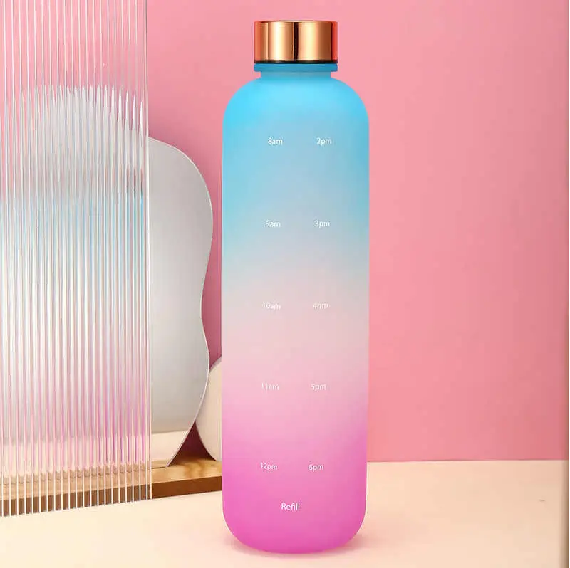 1Piece Healthy Acrylic Rainbow Sports Water Bottle Reusable for School, Gym, Office, Workout