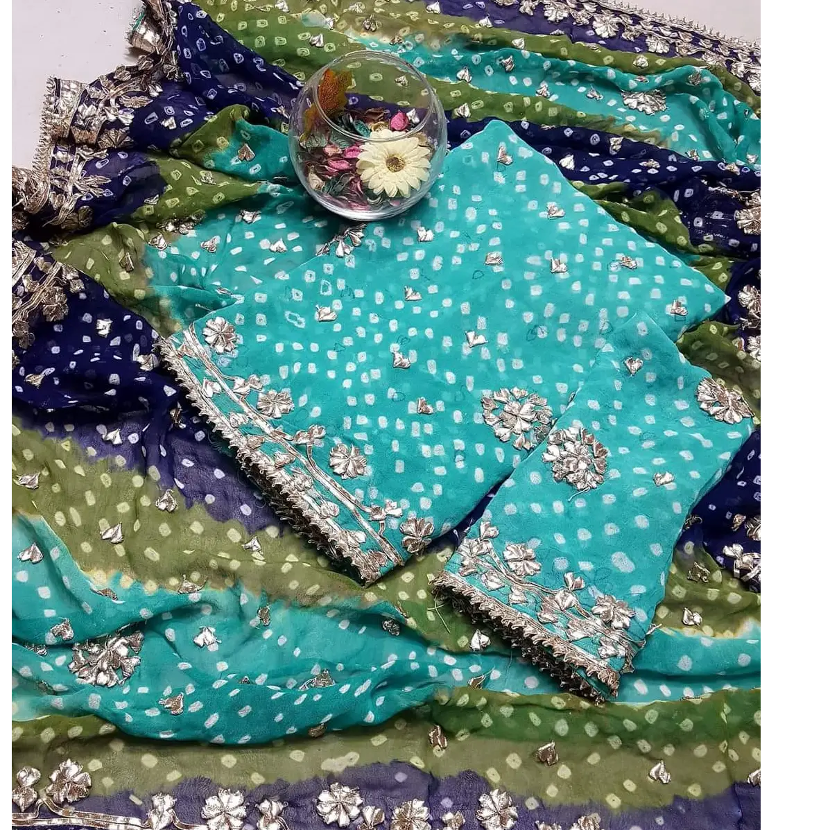 Chunri LCD Gotta 2PC Suit  Pure PK Karinkal Chiffon | Royal Festive Edition