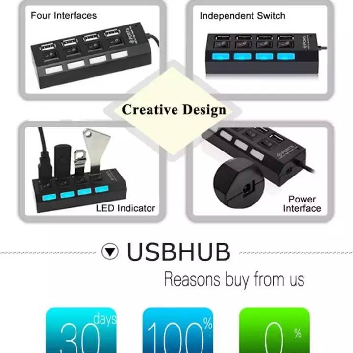 USB Hub 4 Port 2.0 With Button