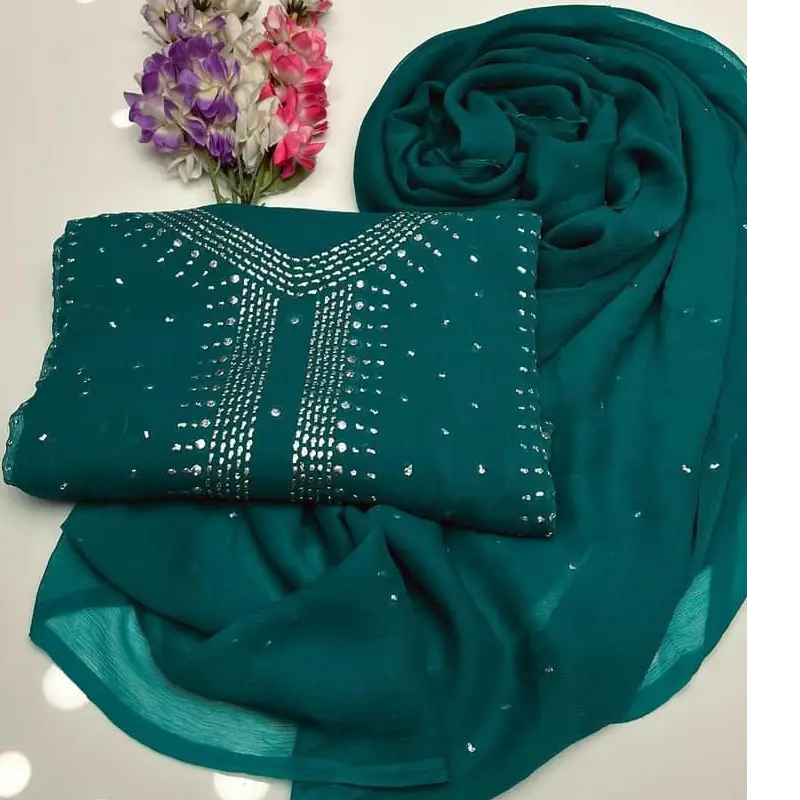 Chiffon Mukash Work Dress (2PC)