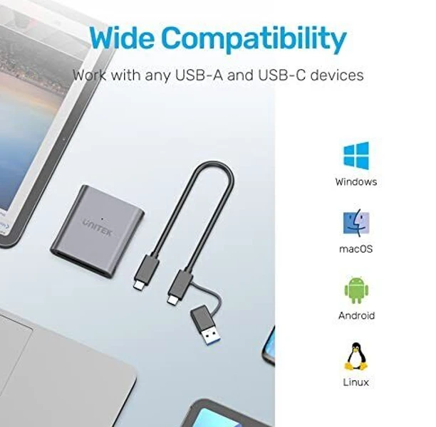 UNITEK Portable CFast Card Reader With USB 3.0 & Type C Cable