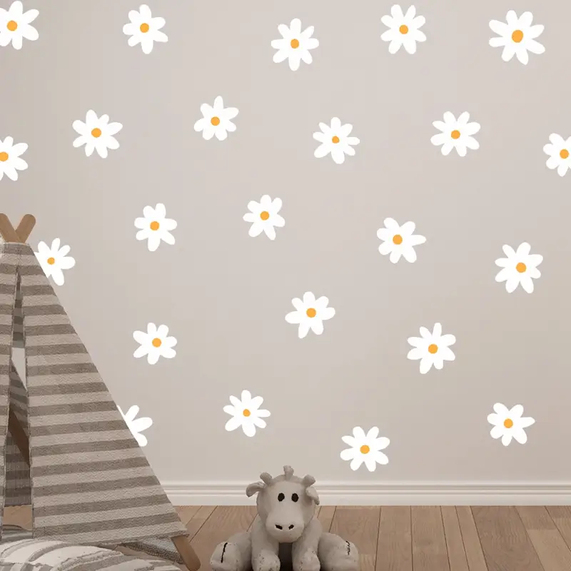White Daisy Flower Wall Stickers Kids Room Living Room DIY Art Decas Baby Nursery Home Decoration PVC Window Sticker