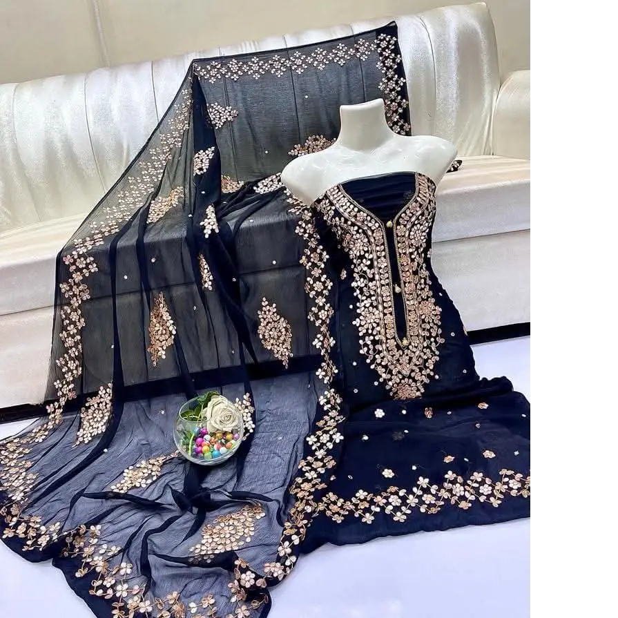  New Arrival  Elegant Hand Embroidered Gotta Jall Suit 