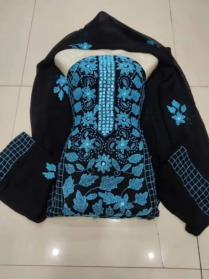 Handmade Embroidered Krinkel Chiffon 2Pc Suits