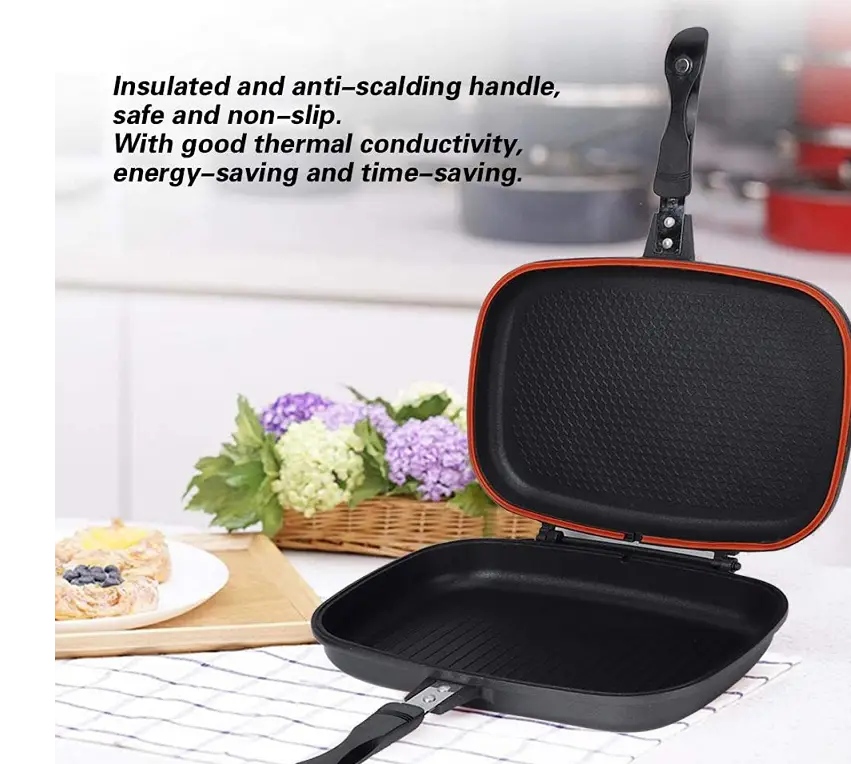 Premium Original Casting 36cm Aluminum Non-Stick Double Grill Pan