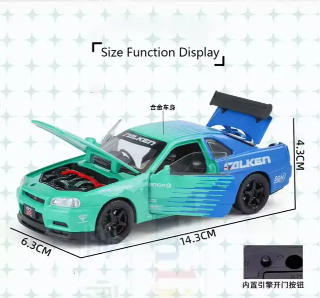 :32 Nissan Skyline GTR R34 JDM Racing Car Model