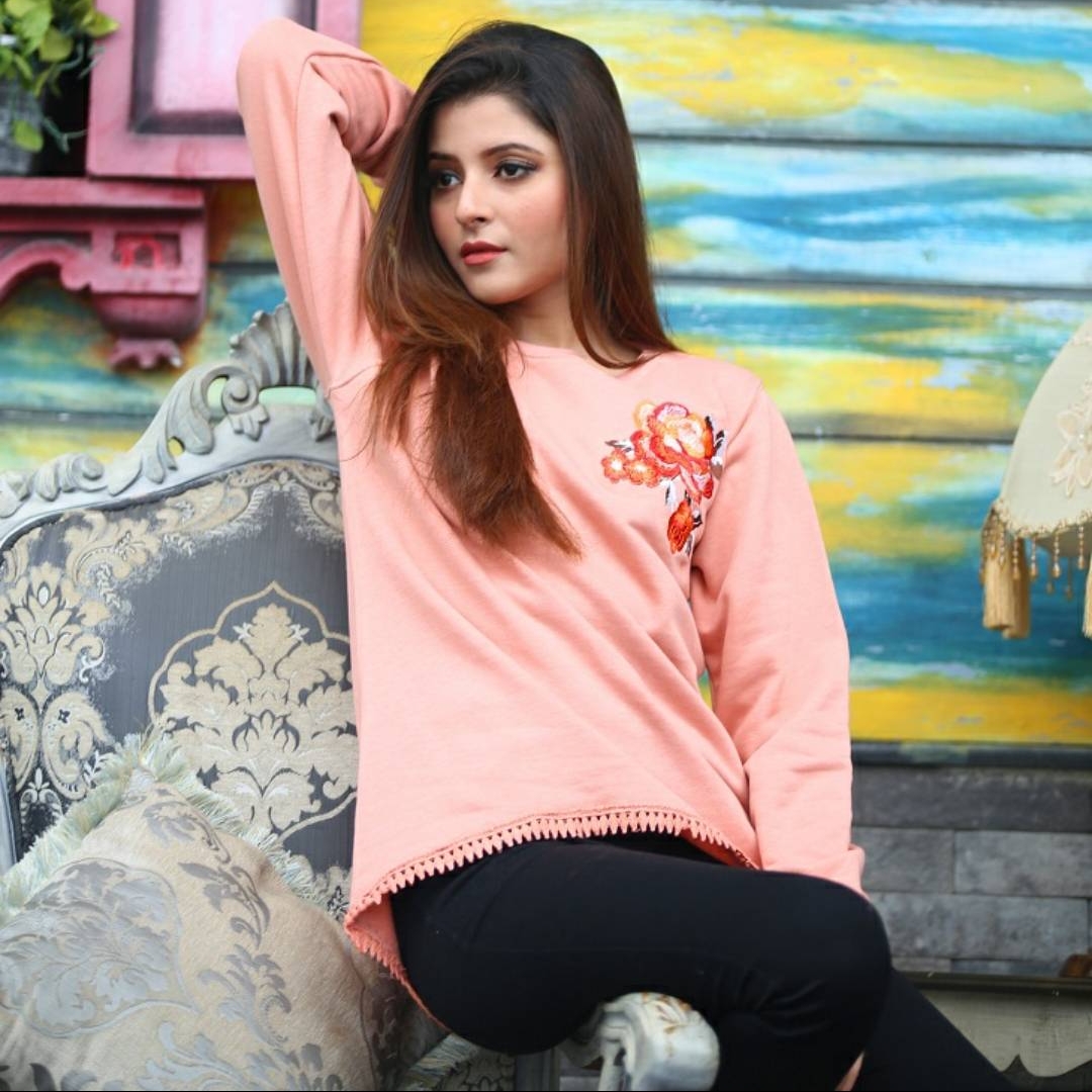PEACH ROSE EMB SWEATSHIRT spd 625