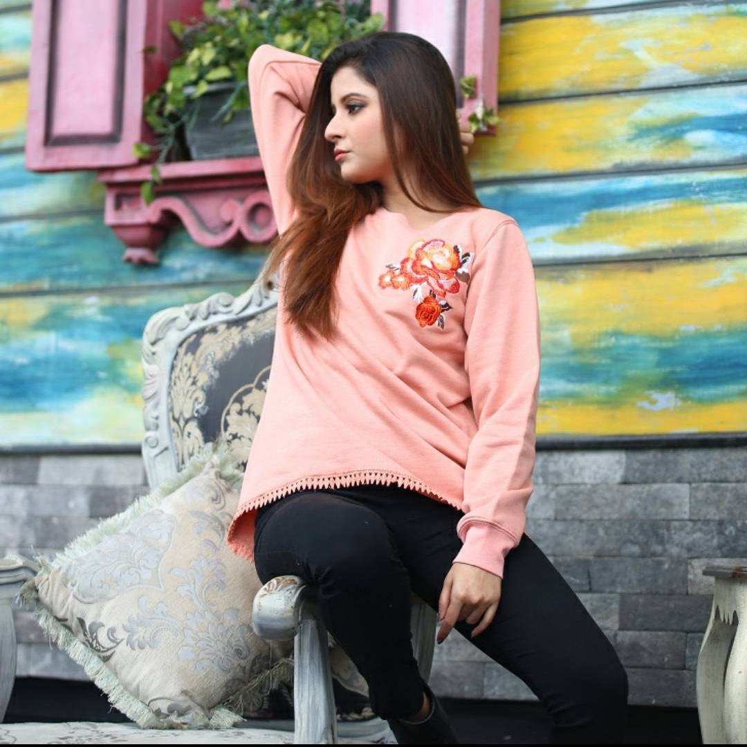 PEACH ROSE EMB SWEATSHIRT spd 625