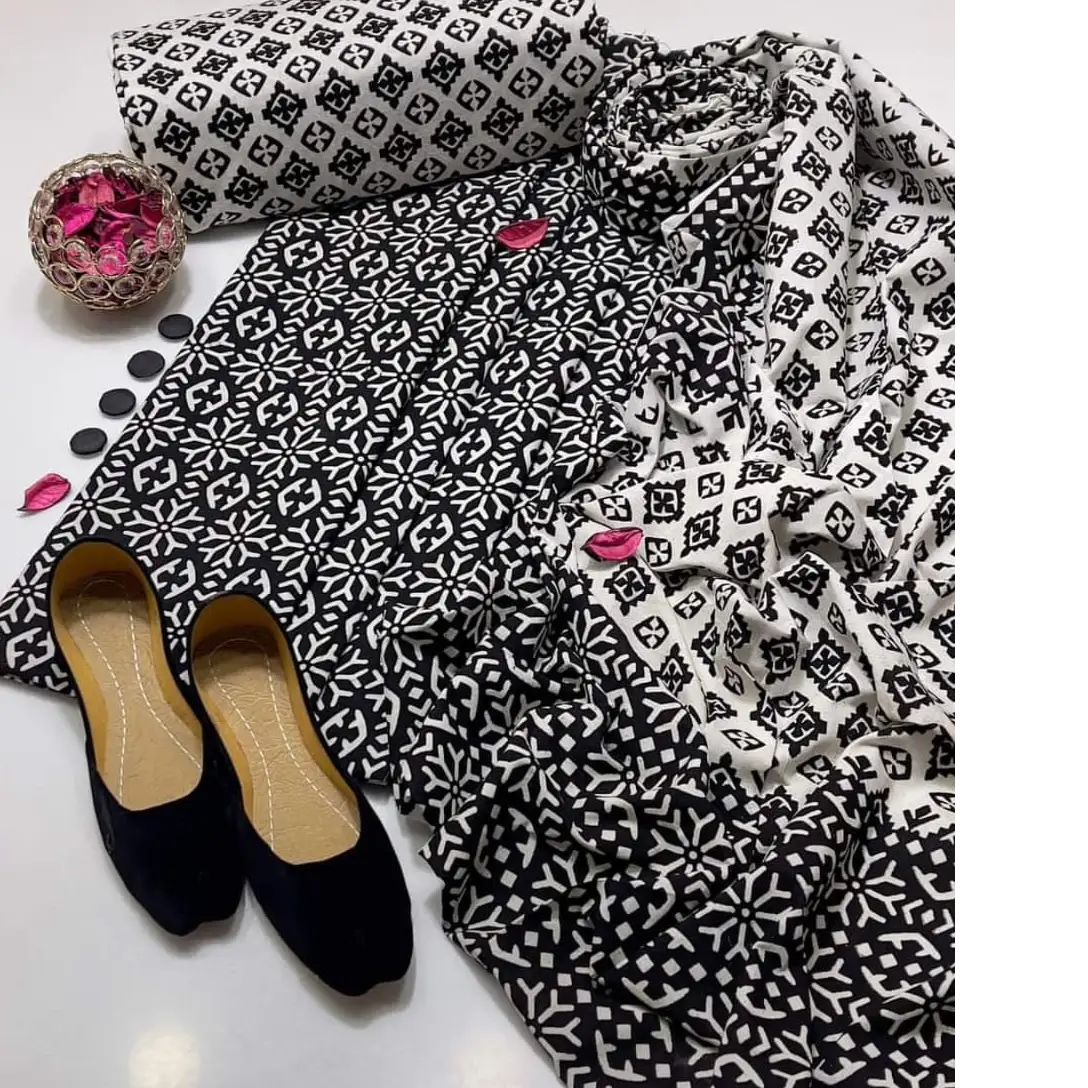 Premium Handmade Ajrak 3PC Cotton Suit  Heritage Elegance