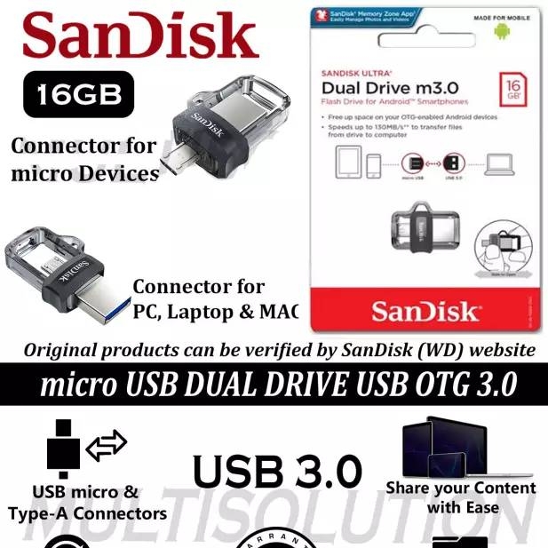 Sandisk OTG USB Flash Drive5 Years Warranty 16GB/32GB/64GB