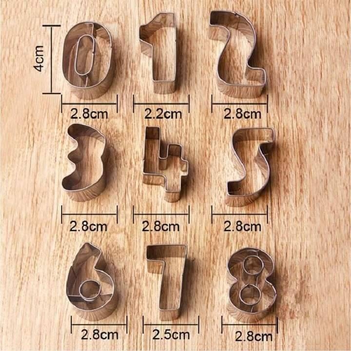Numeric Cookie Cutter Stainless Steel 9 Pcs Pack.