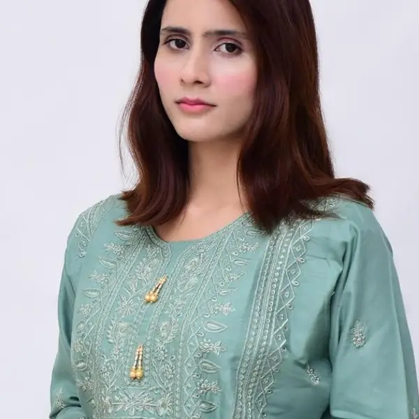 2 pcs linen stitched Embroided suit