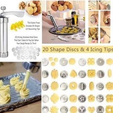 Cookie Press with 20 Stainless Steel Cookie discs 4 Nozzle.