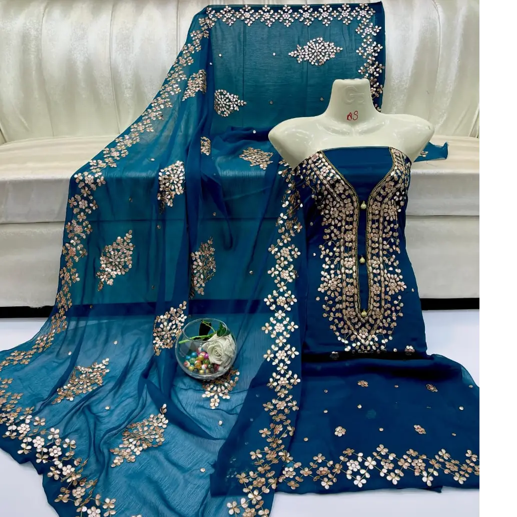  New Arrival  Elegant Hand Embroidered Gotta Jall Suit 