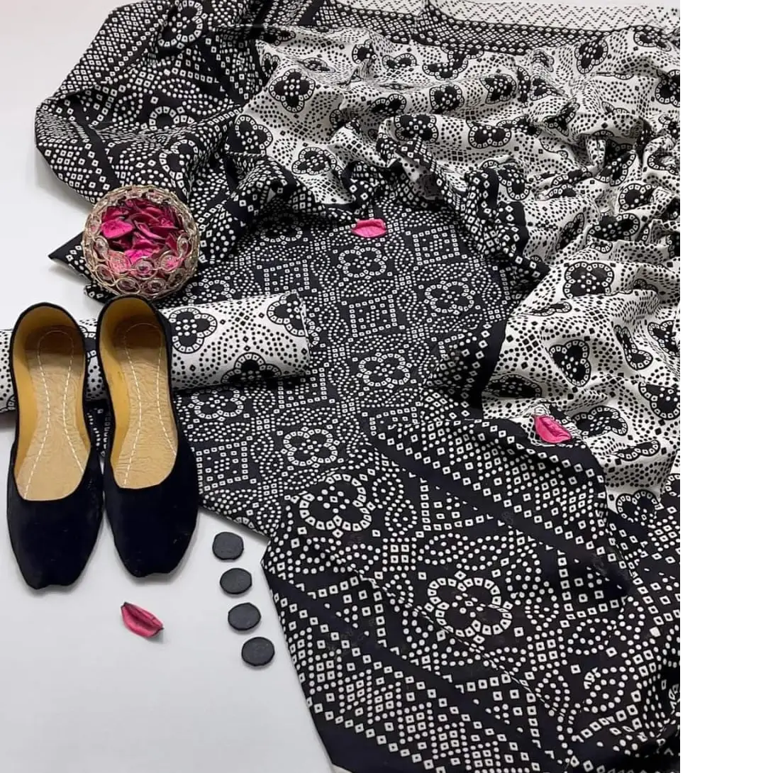 Premium Handmade Ajrak 3PC Cotton Suit  Heritage Elegance