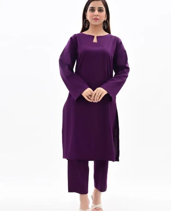 2 Pcs Women's Stitched Khaddar Embroidered Suit