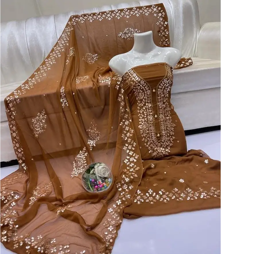  New Arrival  Elegant Hand Embroidered Gotta Jall Suit 