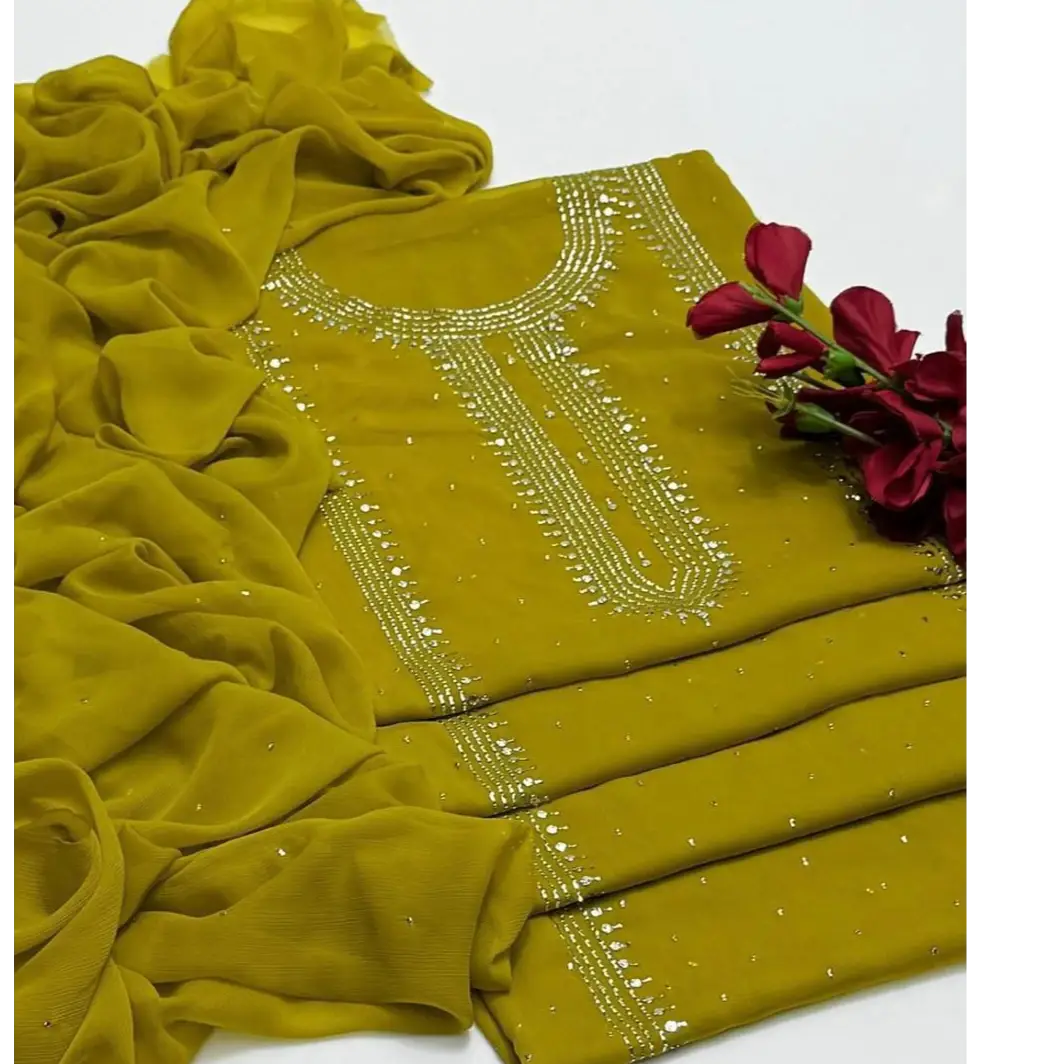 Chiffon Mukash Work Dress (2PC)