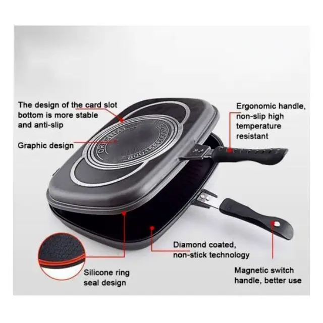 Premium Original Casting 36cm Aluminum Non-Stick Double Grill Pan