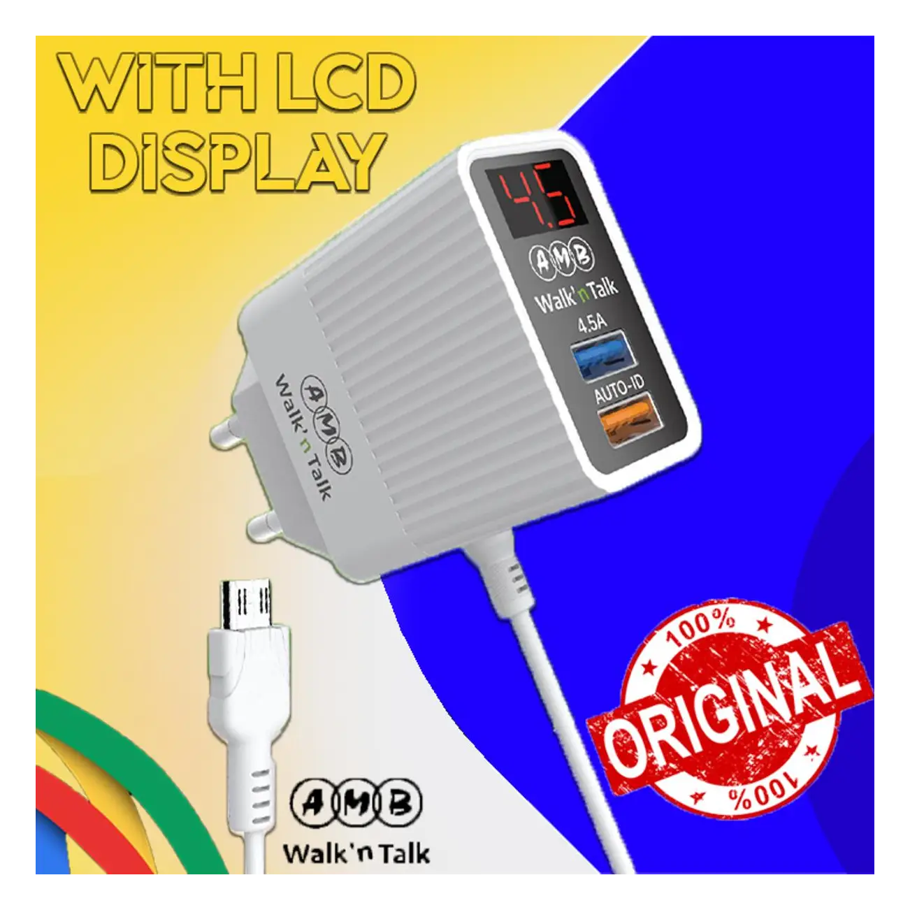 AMB  4.5 AMP Mobile charger Android With LED Display