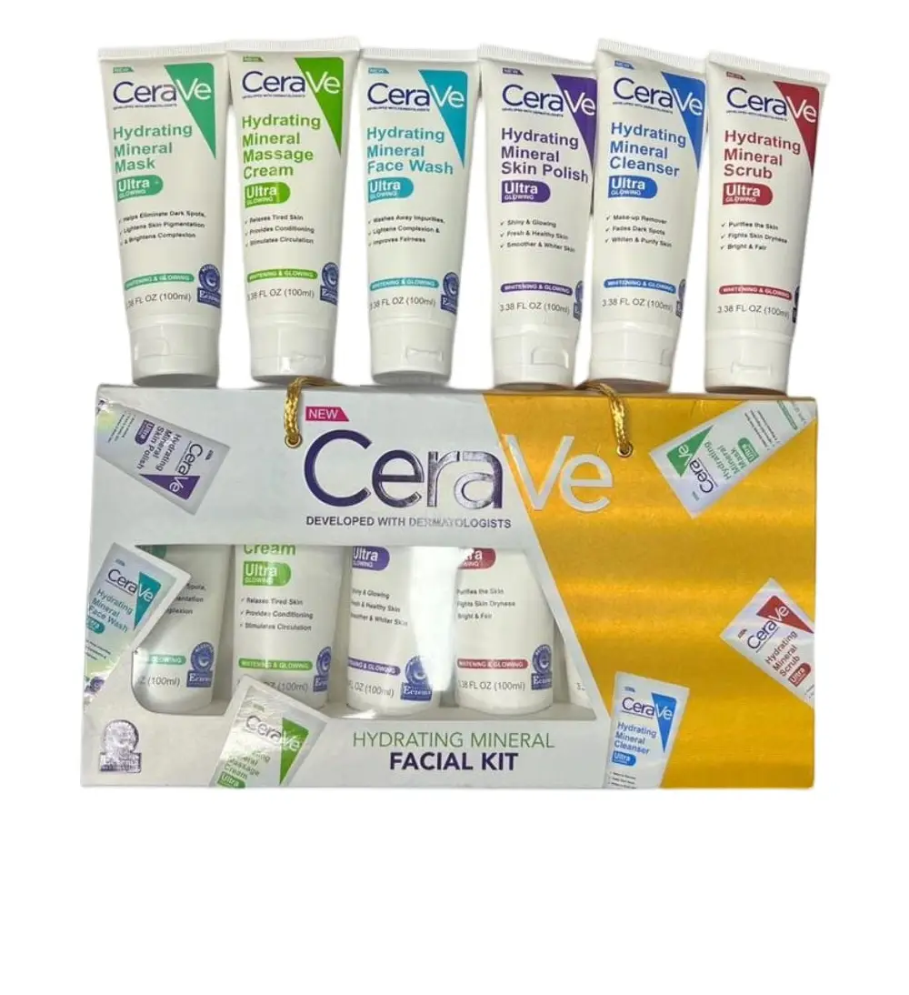 100% Original CeraVe Hydrating Mineral Facial Kit Imported Meterial (6pc pack)