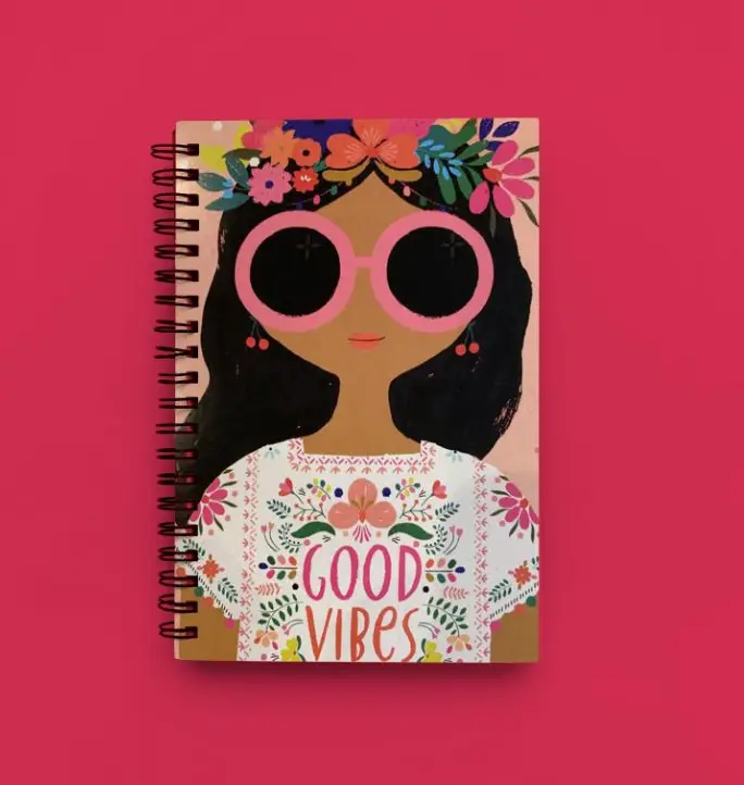 Cute Illustrated Spiral notebook for Girls-A5 size -Printed cover back & front