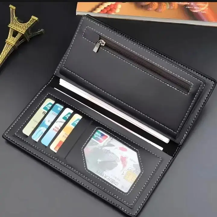 PU Leather Business Men's Wallets Solid PU Leather